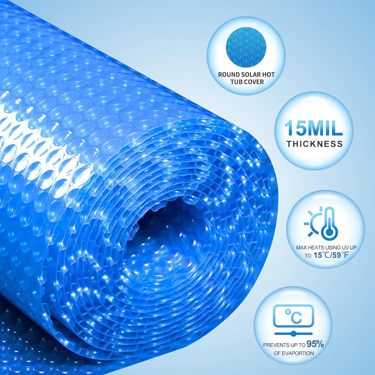 Solar Hot Tub Spa Bubble Cover Blanket for 6 7 Ft Square Inflatable Hot Tub Spa Pool Thermal Insulation Floating Bubble Wrap Covers Blankets(7 x 7 Ft)