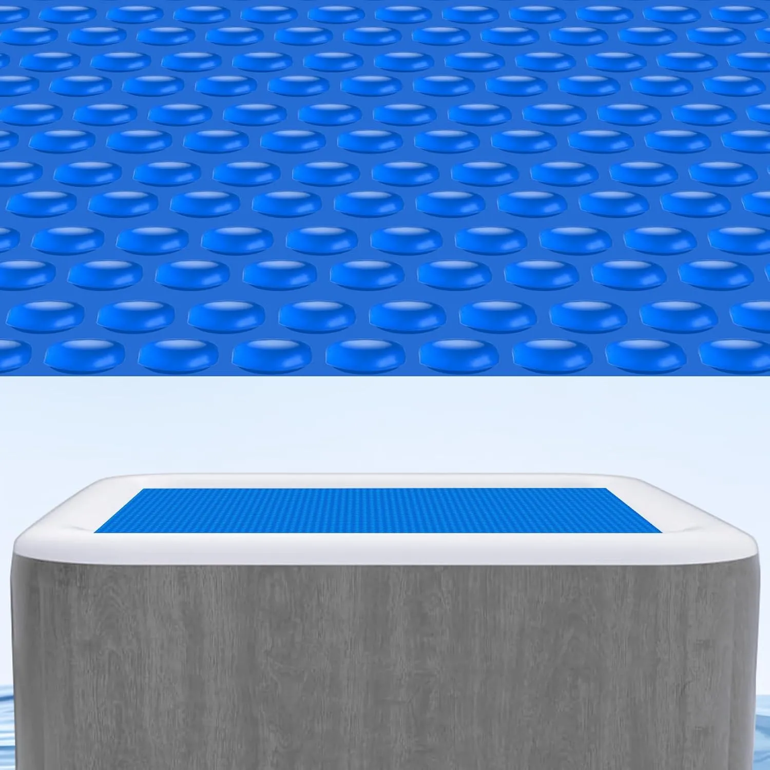 Solar Hot Tub Spa Bubble Covers Blanket 6 x 6 FT for Square Inflatable Hot Tub Spa Pool Thermal Insulation Floating Bubble Wrap Covers (183 x 183cm)