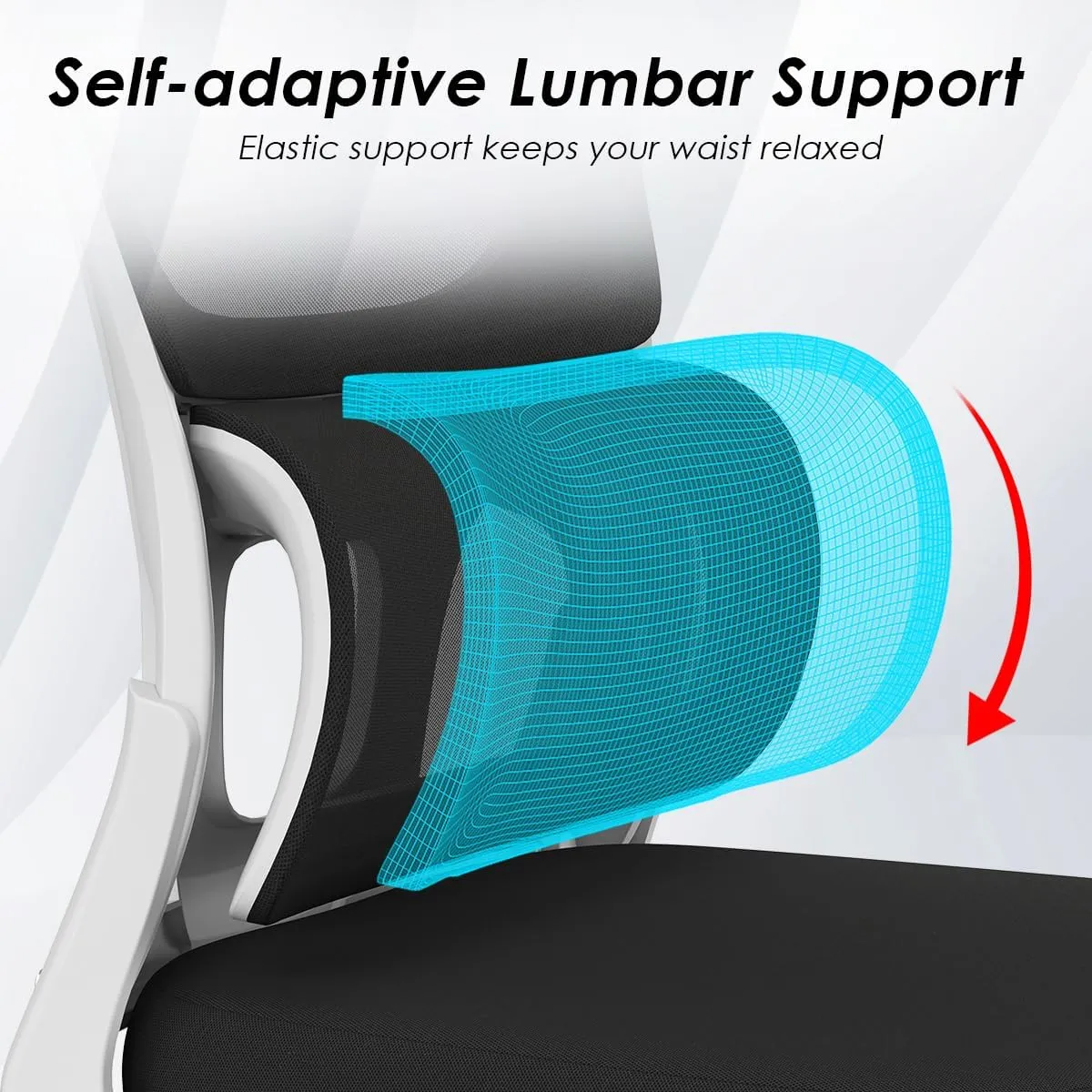 Soohow Ergonomic Home Office Chair, Mesh Desk Chair with Lumbar Support, Comfy Computer Desk Chair with Flip Armrest Rolling Wheels, White.