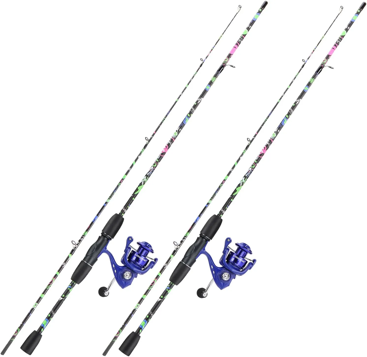 Sougayilang Fishing Rod Combo, 2-Piece 6-Foot Graphite & Fiberglass Rod with Anti-Reverse Spinning Fishing Reel (1Pack/2Pack)