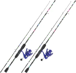 Sougayilang Fishing Rod Combo, 2-Piece 6-Foot Graphite & Fiberglass Rod with Anti-Reverse Spinning Fishing Reel (1Pack/2Pack)