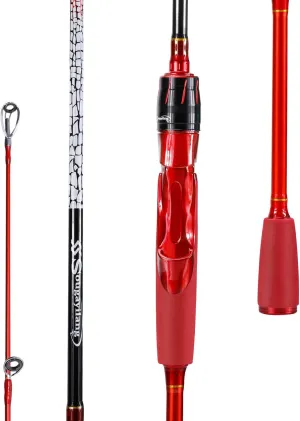 Sougayilang Fishing Rod Two Pieces,Sensitive Graphite Spinning Pole with Stainless Guide Rings and Comfortable Handle for Travel Saltwater Freshwater （S2.1）