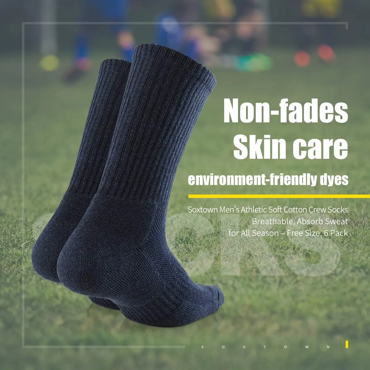 SOX TOWN Unisex Cushioned Crew Training Athletic Socks Men & Women with Combed Cotton Moisture Wicking Breathable Performance