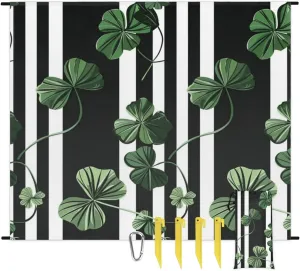 St Patricks Day Beach Blanket, Sandproof Beach Mat, Adults Waterproof Quick Drying Sand Free Mat with 4 x Ground Spikes for Outdoor Travel Camping Hiking, Clover Irish Shamrock