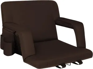 Stadium Bleacher Seats with Back Support, Reclining Chair, Padded Cushion, Armrests(Brown,1-Pack)…