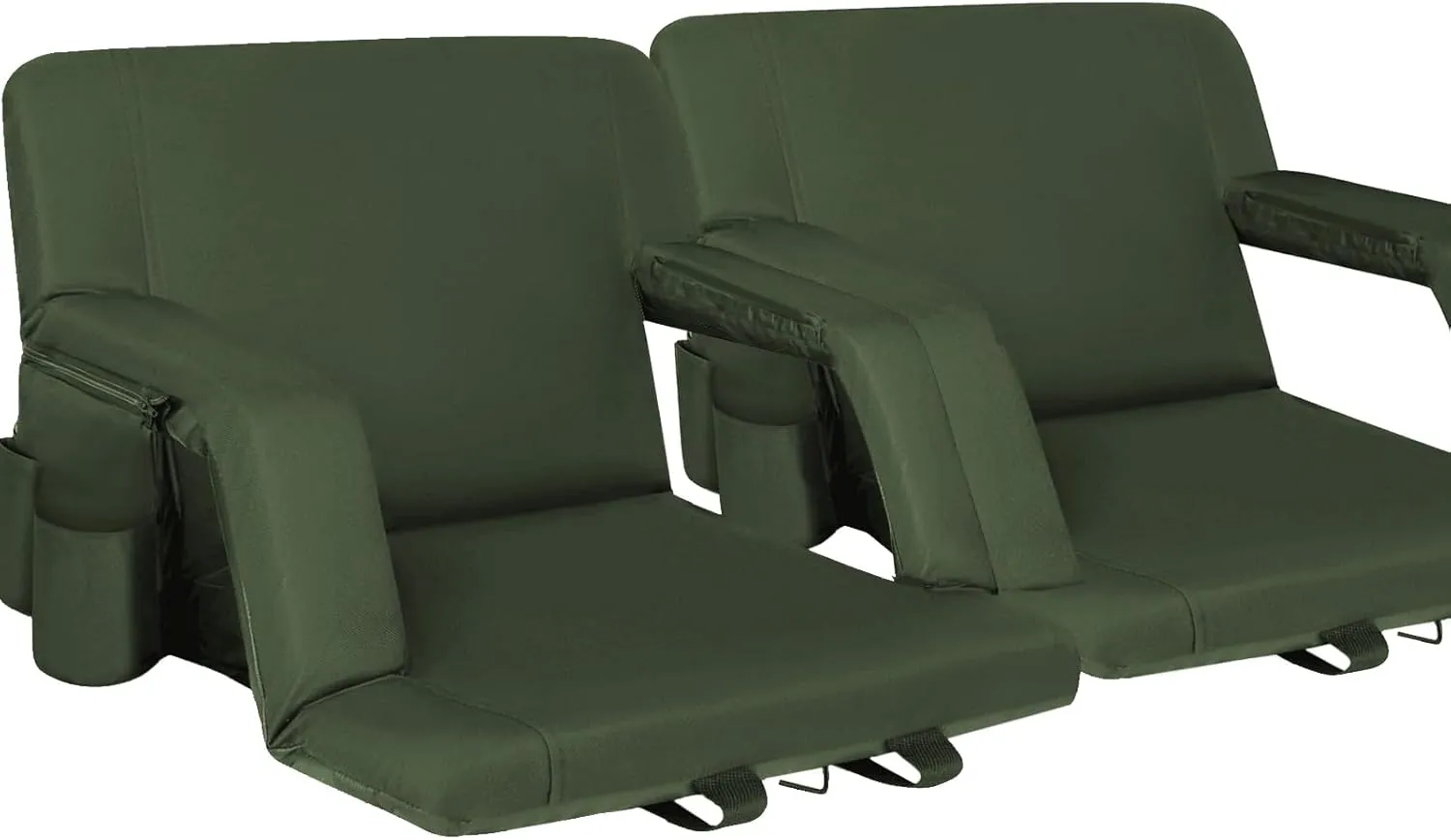 Stadium Seats for Bleachers with Back Support,Reclining Stadium Seats Chair with Padded Cushion Chair Back and Armrest Support (Green 2-Pack)