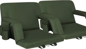 Stadium Seats for Bleachers with Back Support,Reclining Stadium Seats Chair with Padded Cushion Chair Back and Armrest Support (Green 2-Pack)