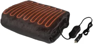 Stalwart Heated Car Blanket - 12V Heated Blanket for Car, Truck, RV or Camping - 59x43” Portable Electric Travel Throw - 2 Heat Levels - Tailgating Essentials (Black)