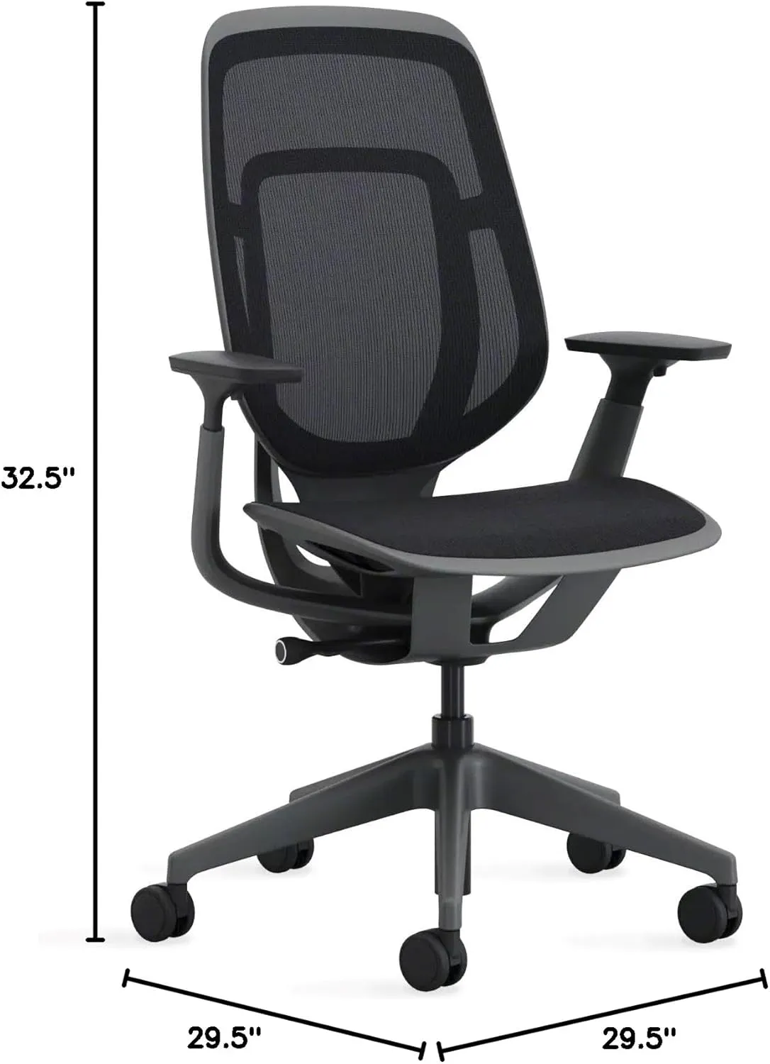 Steelcase Karman Mesh Ergonomic Desk Chair - Adjustable Desk Chair - 4 Points of Adjustability - Lumbar Support - Black Frame & Black Mesh