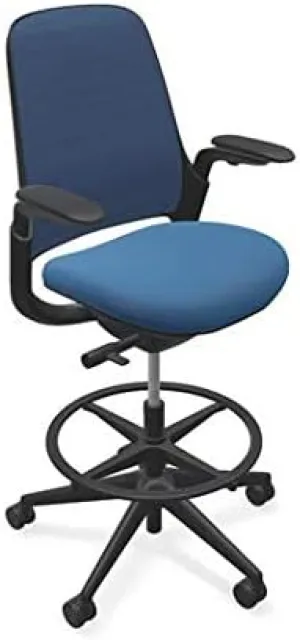 Steelcase Series 1 Stool Chair, Graphite Frame with 3D Microknit Fabric (Royal Blue)