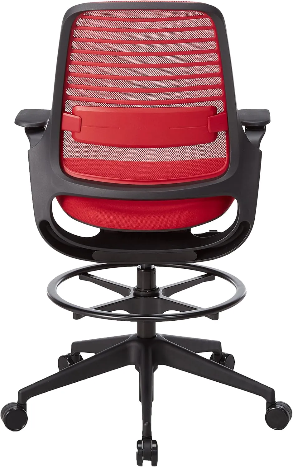Steelcase Series 1 Stool Chair, Graphite Frame with 3D Microknit Fabric (Scarlet)