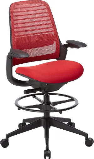 Steelcase Series 1 Stool Chair, Graphite Frame with 3D Microknit Fabric (Scarlet)