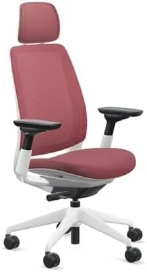 Steelcase Series 2 Office Chair with Headrest, Seagull Frame, Air Back and 3D Microknit Cogent Connect Merlot