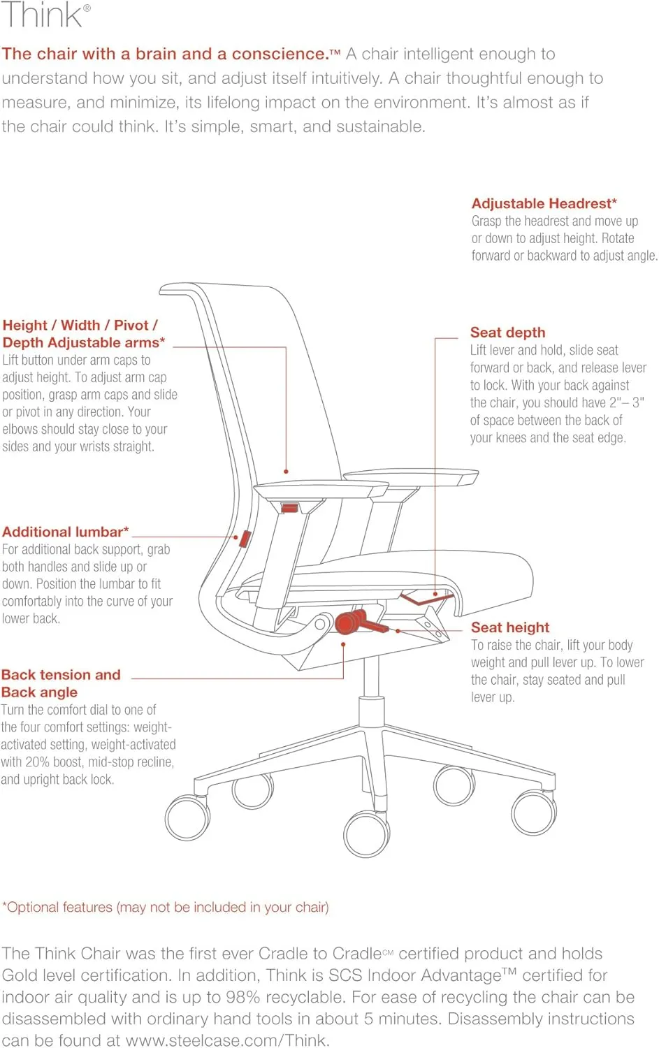 Steelcase Think 3D Bluejay Mesh Fabric Chair