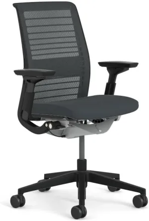 Steelcase Think Chair - Sophisticated, Multi-User - Five Points of Adjustability - Ergonomic Office Chair - Spine Comfort - Lumbar Support - Adjustable Arms - 3D Licorice Mesh Fabric Chair