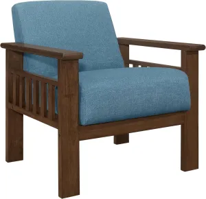 Stylish Accent Chair with Durable Blue Upholstery, Solid Wood Frame, and Comfortable Padding for Living Room or Office