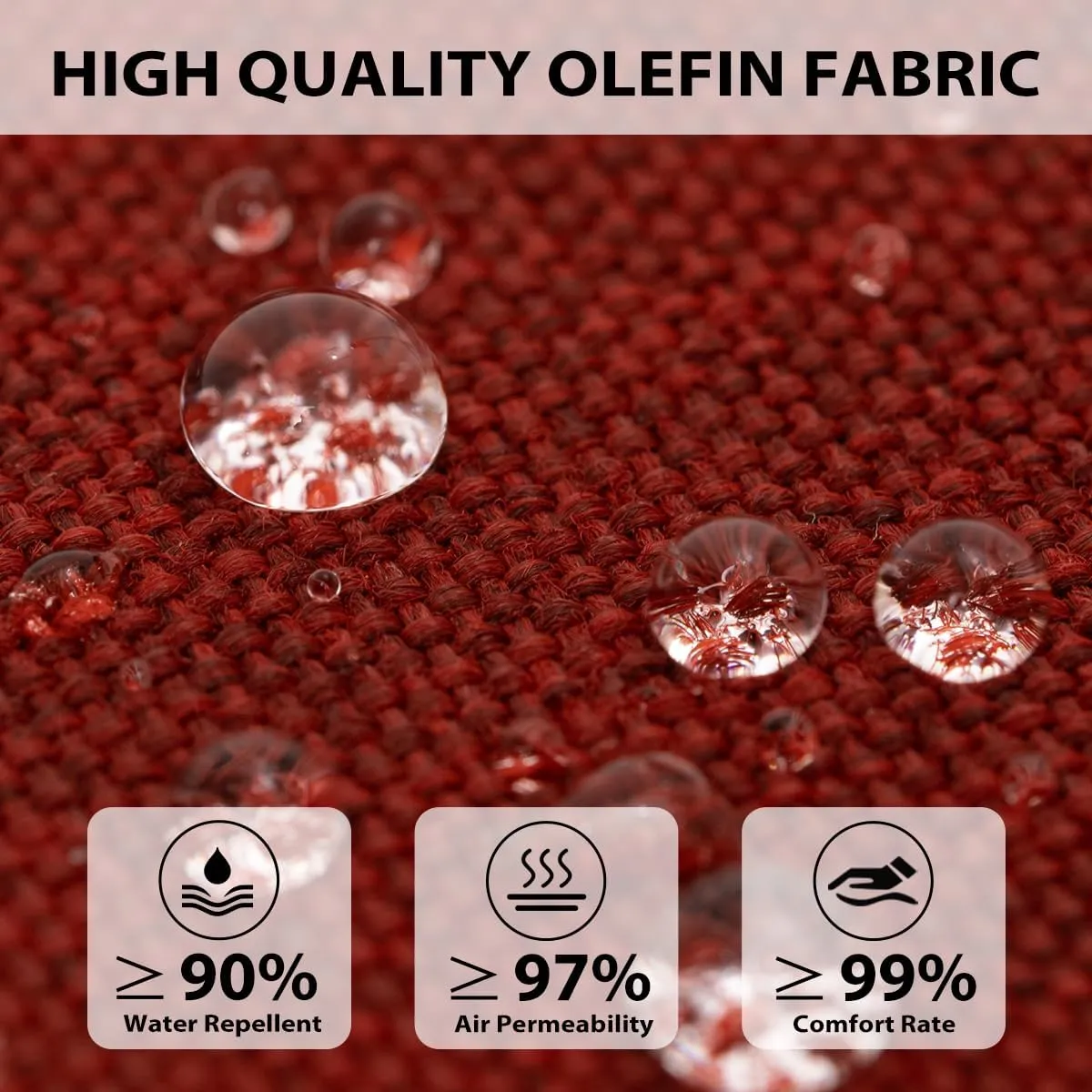 Sundale Outdoor Olefin Chaise Lounge Cushion, Water-Resistant Patio Lounge Chair Cushion, Thick Lounger Pad with 8 Straps Red, 80 x 26 x 4 Inches