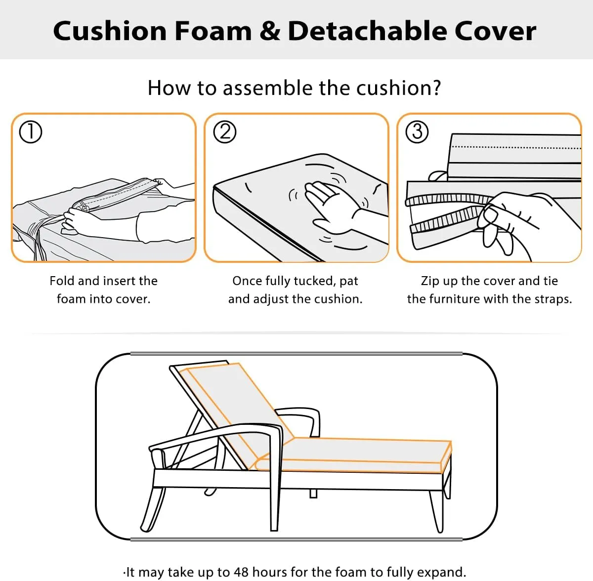 Sundale Outdoor Olefin Chaise Lounge Cushion, Water-Resistant Patio Lounge Chair Cushion, Thick Lounger Pad with 8 Straps Red, 80 x 26 x 4 Inches