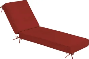 Sundale Outdoor Olefin Chaise Lounge Cushion, Water-Resistant Patio Lounge Chair Cushion, Thick Lounger Pad with 8 Straps Red, 80 x 26 x 4 Inches