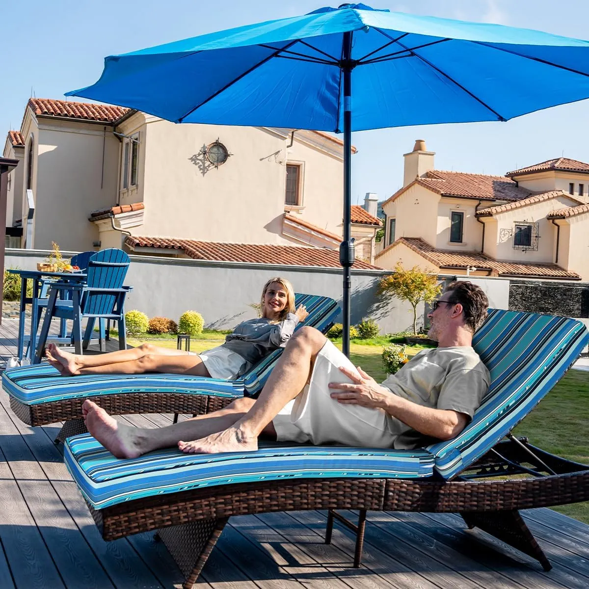 Sundale Outdoor Sunbrella Chaise Lounge Cushion, Patio Acrylic Lounge Chair Pad, Water-Resistant Lounger Cushion with Straps, 80 x 26 x 4 Inches - Dolce Oasis