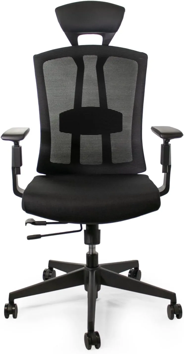 SUNLINE Ergo Plus Ergonomic Office Chair - Desk Chair, Mesh Computer Leatherette Headrest, Memory Foam Seat, and Smooth Casters - Adjustable Lumbar Support, Home Office - Black, 330 lbs