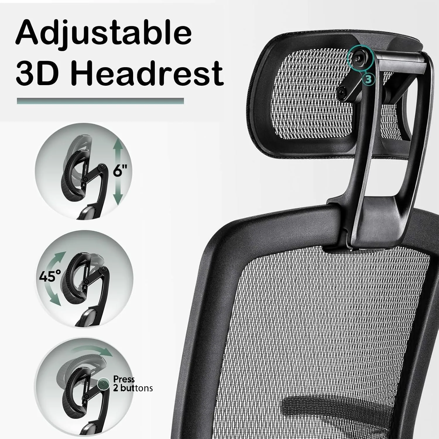 SUNNOW Ergonomic Office Chair, Mesh Home Desk Chair with Flip-Up Arms, 3D Headrest, 90°-120° Tilt Lock and Wide Cushion, High Back Big and Tall Computer Gaming Chairs, Swivel Executive Task Chair