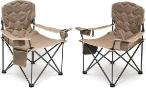 SUNNYFEEL XXL Oversized Camping Chair Heavy Duty 500 LBS for Big Tall People Above 6'4 Padded Portable Folding Sports Lawn Chairs with Armrest Cup Holder & Pocket for Outdoor/Travel/Picnic/Camp