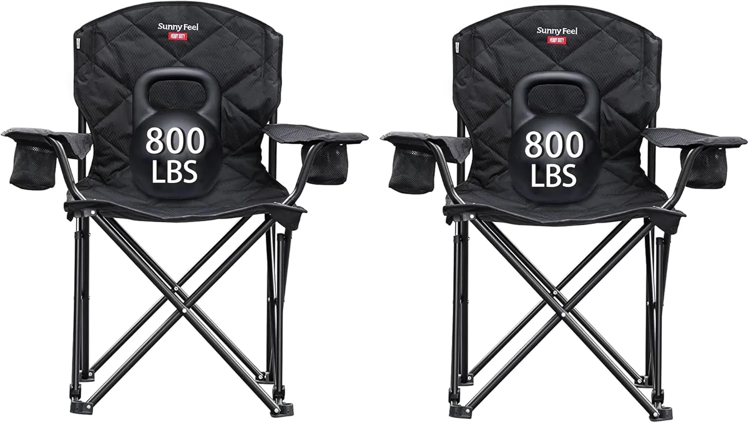 SUNNYFEEL XXL Oversized Camping Chair Heavy Duty 800 LBS for Big Tall People Above 6'4 Padded Portable Folding Sports Lawn Chairs with Armrest Cup Holder & Pocket for Outdoor/Travel/Picnic/Camp