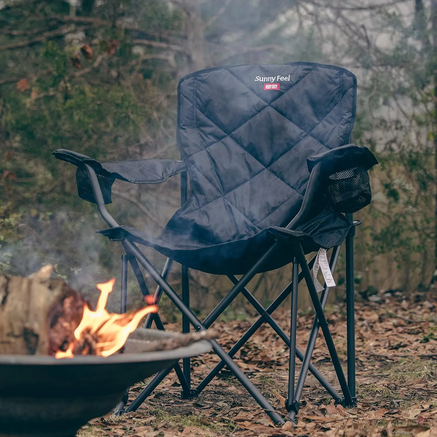 SUNNYFEEL XXL Oversized Camping Chair Heavy Duty 800 LBS for Big Tall People Above 6'4 Padded Portable Folding Sports Lawn Chairs with Armrest Cup Holder & Pocket for Outdoor/Travel/Picnic/Camp