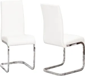 Sunset Trading Mist Faux Leather Dining Chairs | S-Shaped Polished Chrome Cantilever Base | White Padded Faux Leather Seats and High Back | Set of 2 | Contemporary, Modern Kitchen Accent Sidechair
