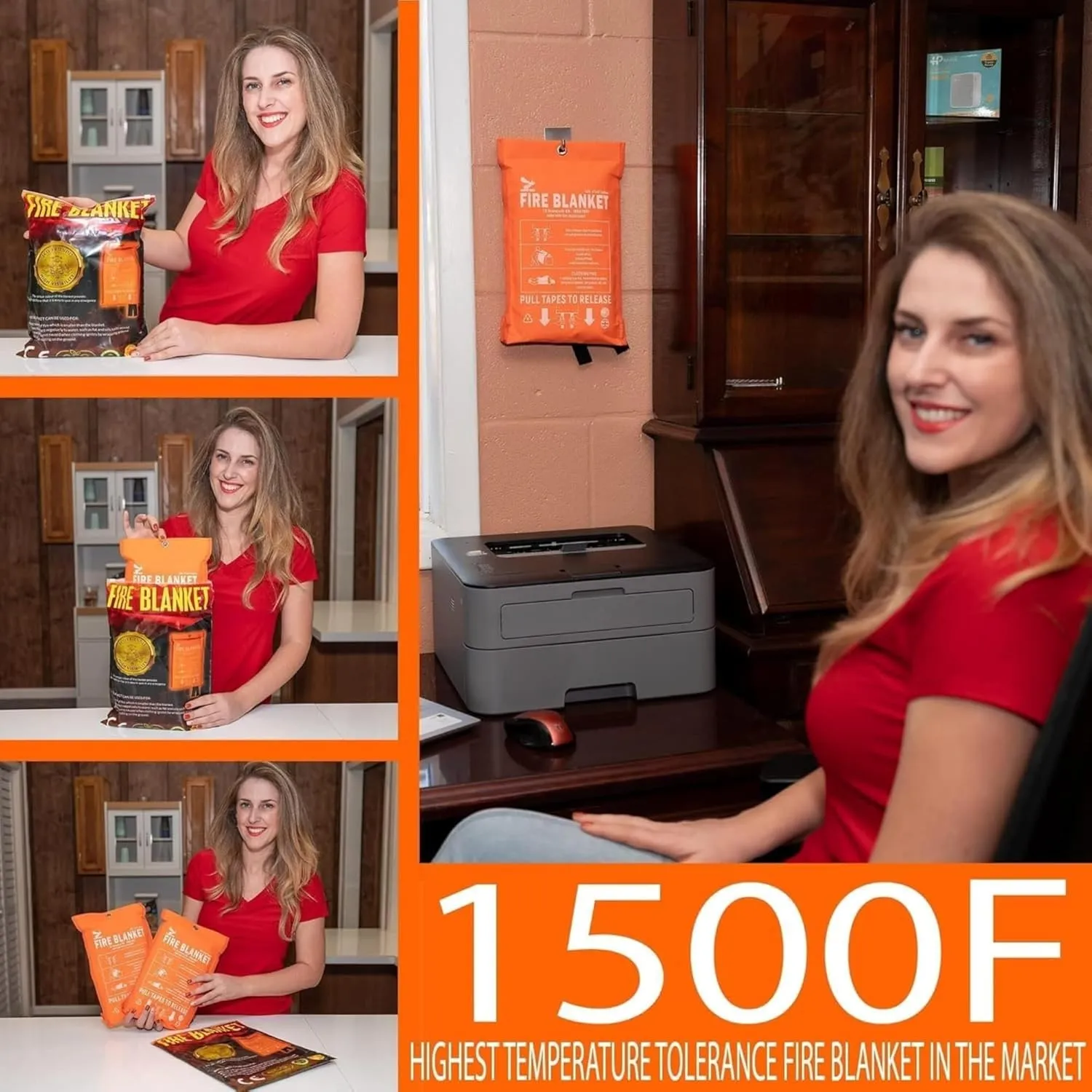 Supa Ant Emergency Fire Blanket for Home and Kitchen - 1 Pack 1500F High Visibility (Glow in The Dark) Smother Kitchen Fire Blanket - CE Certified Hero Fire Blankets Emergency for Home (71in)