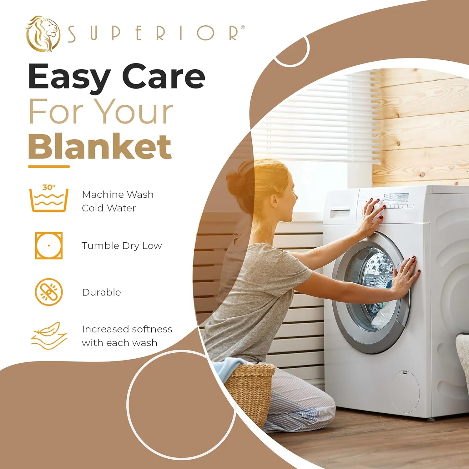 Superior Waffle Weave Cotton Blanket, for Picnic, Beach, Traveling or Camping, Comfy Blanket, Bedroom Decor, Essentials, Cover for Bed, Couch, Lounging, Honeycomb Knit, Twin, Camel