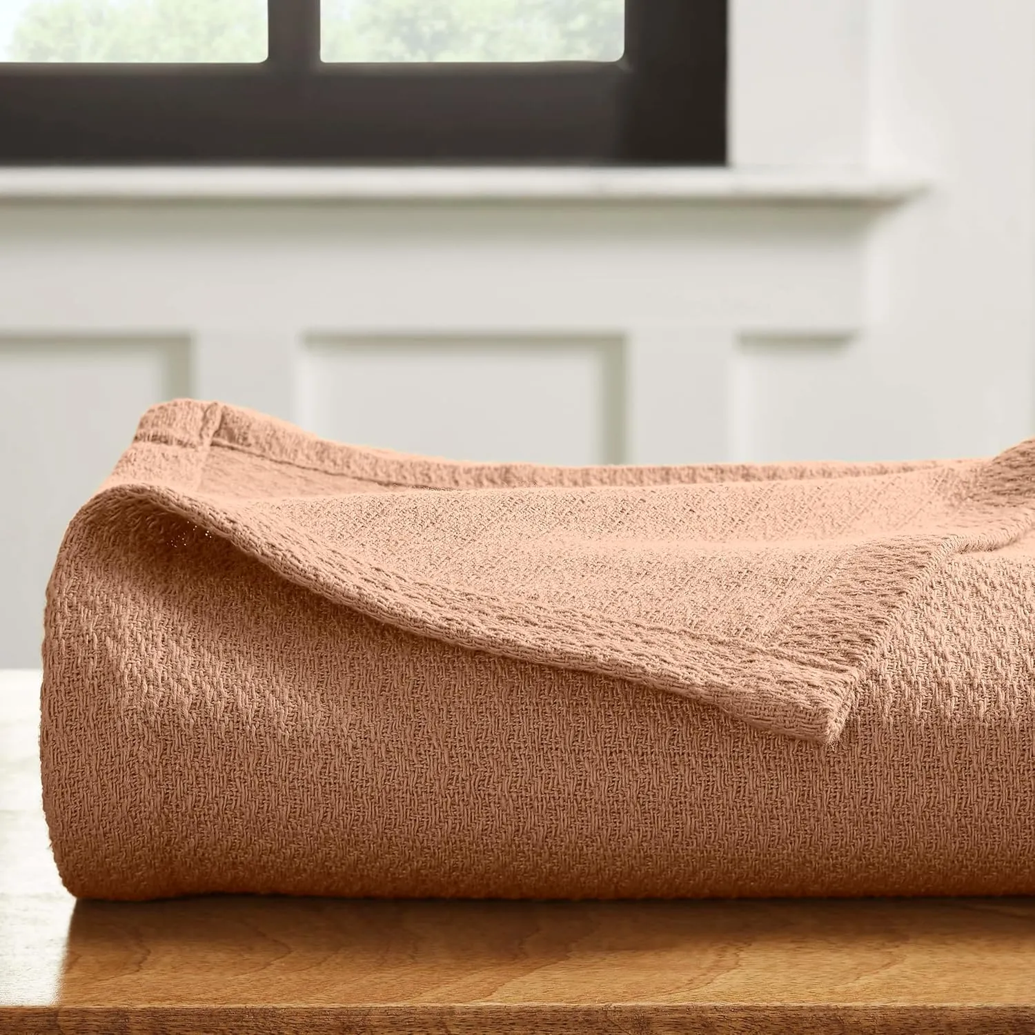 Superior Waffle Weave Cotton Blanket, for Picnic, Beach, Traveling or Camping, Comfy Blanket, Bedroom Decor, Essentials, Cover for Bed, Couch, Lounging, Honeycomb Knit, Twin, Camel