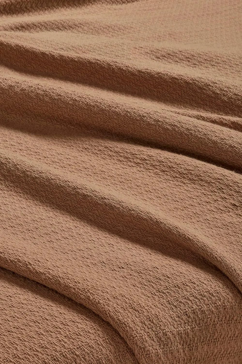 Superior Waffle Weave Cotton Blanket, for Picnic, Beach, Traveling or Camping, Comfy Blanket, Bedroom Decor, Essentials, Cover for Bed, Couch, Lounging, Honeycomb Knit, Twin, Camel