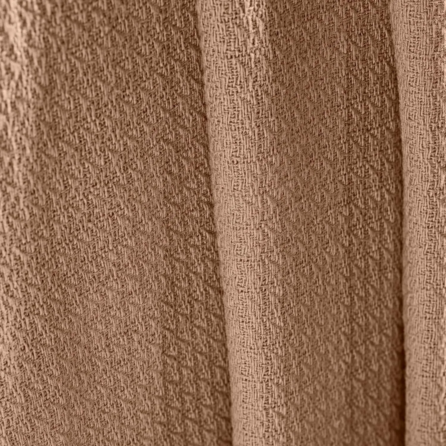 Superior Waffle Weave Cotton Blanket, for Picnic, Beach, Traveling or Camping, Comfy Blanket, Bedroom Decor, Essentials, Cover for Bed, Couch, Lounging, Honeycomb Knit, Twin, Camel