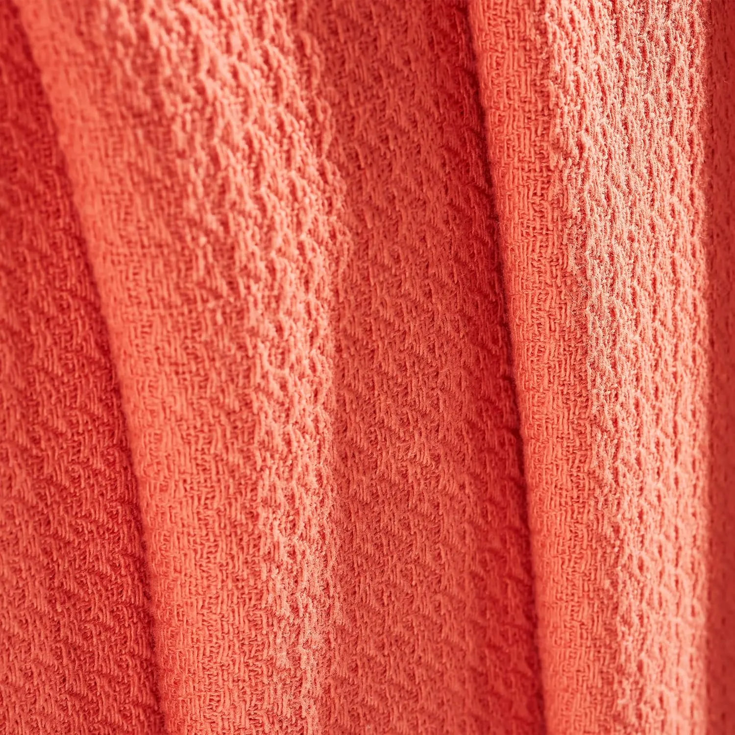 Superior Waffle Weave Cotton Blanket, for Picnic, Beach, Traveling or Camping, Comfy Blanket, Bedroom Decor, Essentials, Cover for Bed, Couch, Lounging, Honeycomb Knit, Twin, Coral