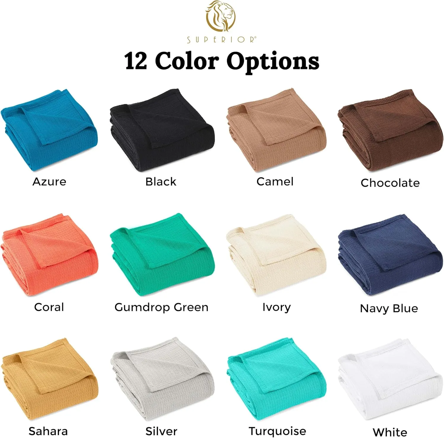 Superior Waffle Weave Cotton Blanket, for Picnic, Beach, Traveling or Camping, Comfy Blanket, Bedroom Decor, Essentials, Cover for Bed, Couch, Lounging, Honeycomb Knit, Twin, Coral