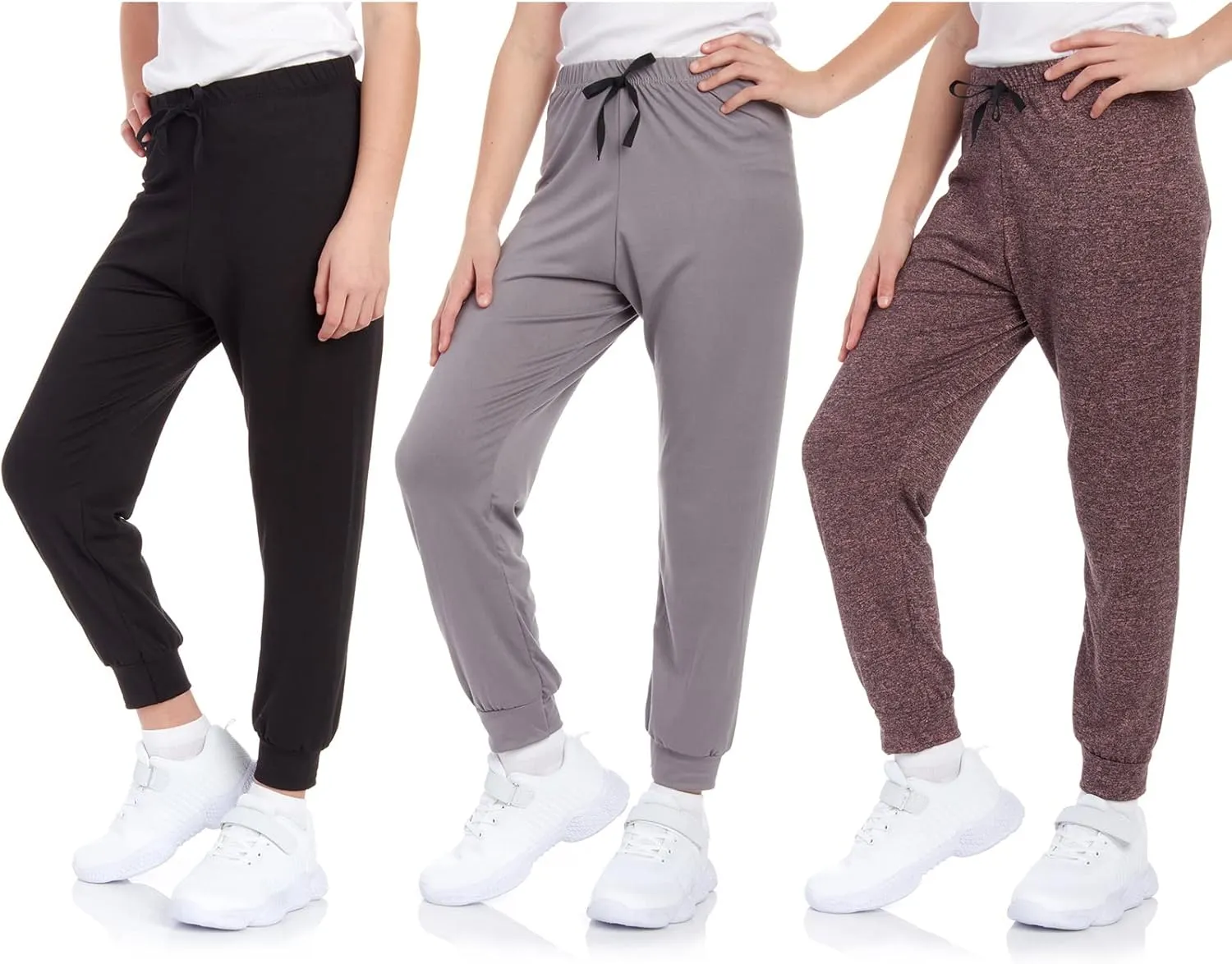 Sweet Hearts Girls Sweatpants - 3 Pack Super Soft Girls' Activewear Performance Jogger Pants: Made in USA (Sizes: 5-18)