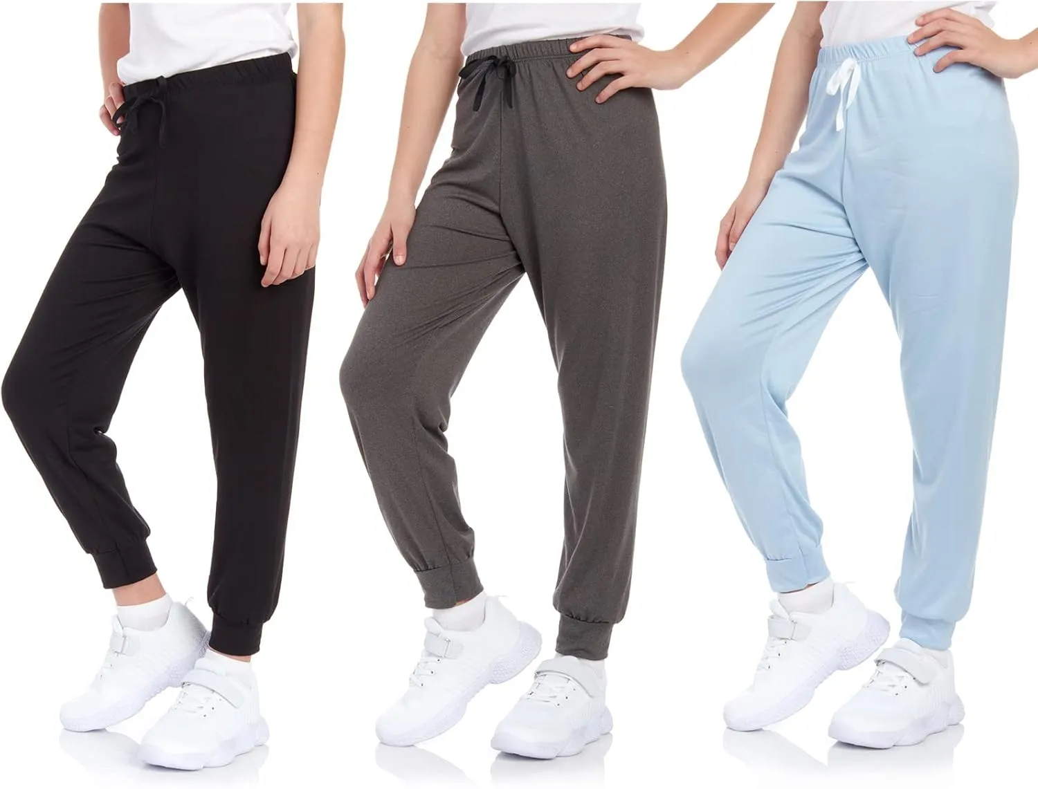 Sweet Hearts Girls Sweatpants - 3 Pack Super Soft Girls' Activewear Performance Jogger Pants: Made in USA (Sizes: 5-18)