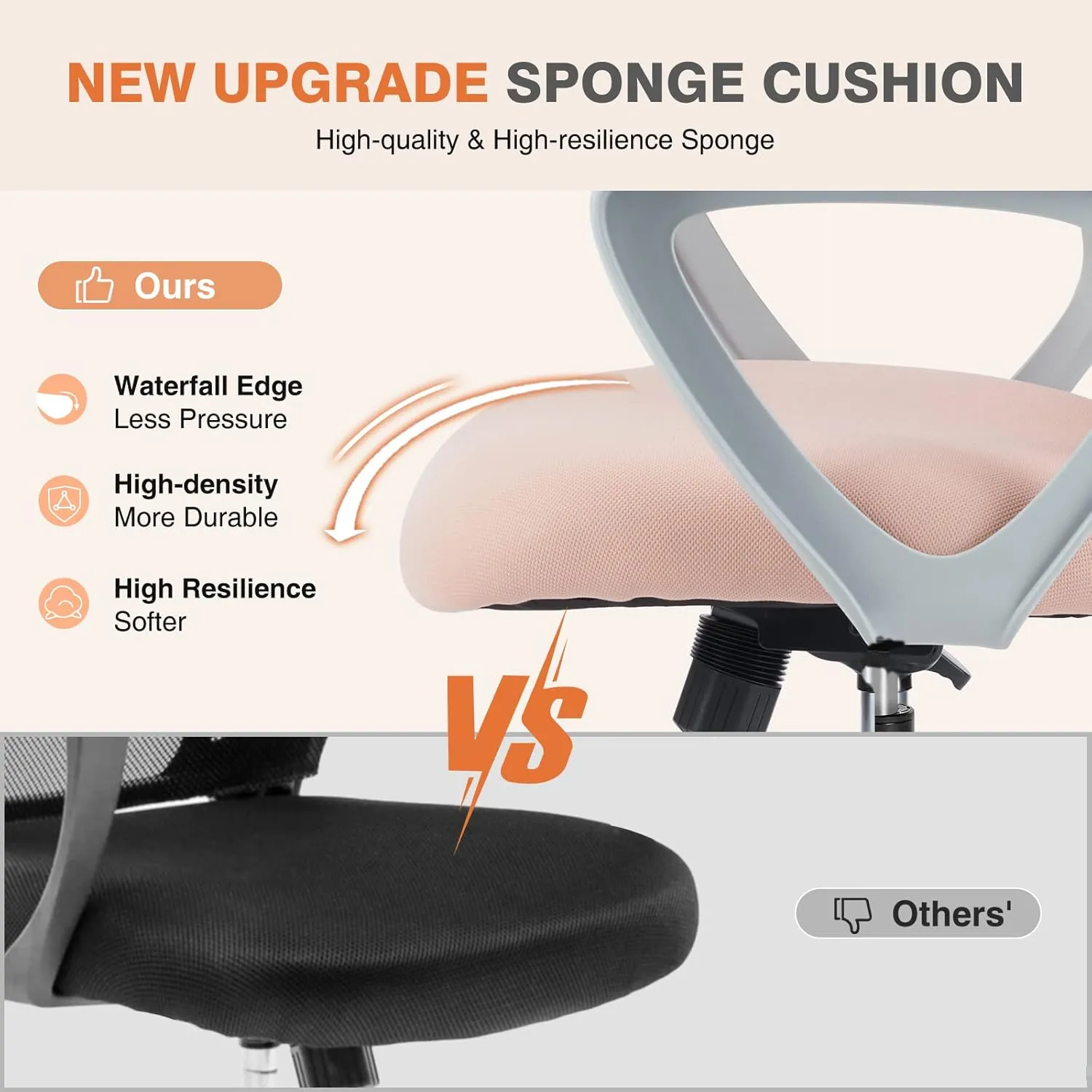 Sweetcrispy Home Office Computer Desk Managerial Executive Chair, Ergonomic Mid-Back Mesh Swivel Rolling Work with Wheels, Comfortable Lumbar Support, Comfy Arms for Bedroom, Study, Student