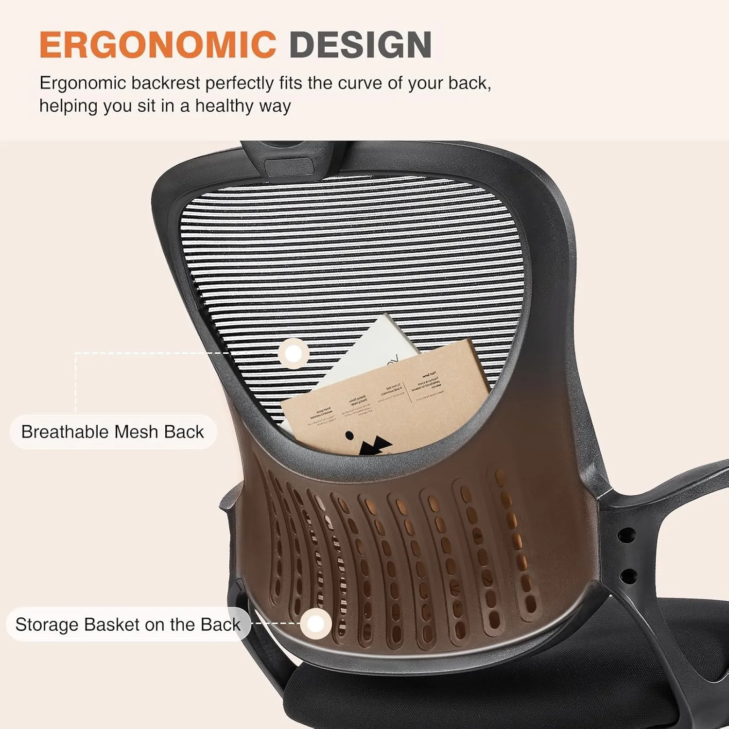 Sweetcrispy Office Computer Desk Chair, Ergonomic High-Back Mesh Rolling Work Chairs with Wheels and Adjustable Headrests, Comfortable Lumbar Support, Comfy Armrest for Home, Bedroom, Study,Black