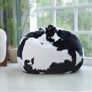 SXBCyan Bean Bag Chair Cover Cow Printed Plush Animal Storage Bean Bag Chair (Cover Only) Suitable for Adults and Kids Bean Bag Chair Cover Suitable for Decorating Balcony Living Room(Dairy Cow)