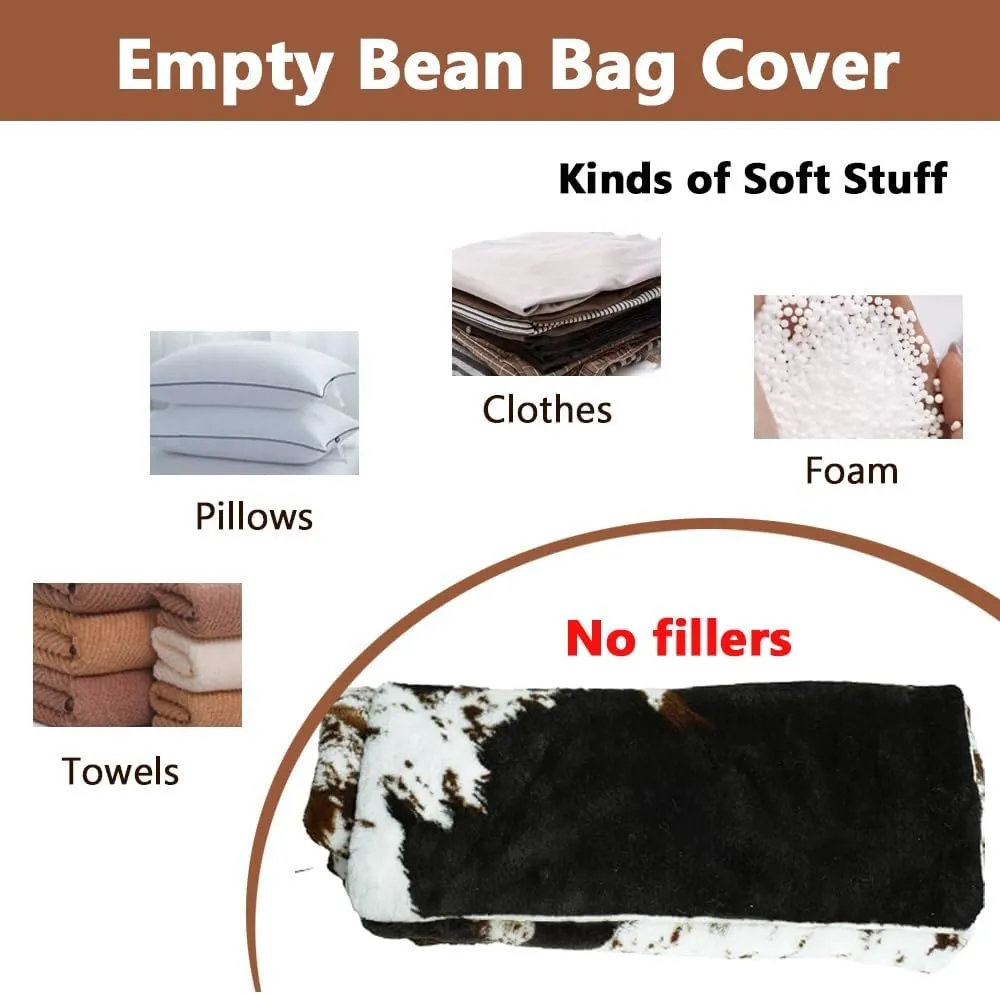 SXBCyan Bean Bag Chair Cover Cow Printed Plush Animal Storage Bean Bag Chair (Cover Only) Suitable for Adults and Kids Bean Bag Chair Cover Suitable for Decorating Balcony Living Room(Dairy Cow)
