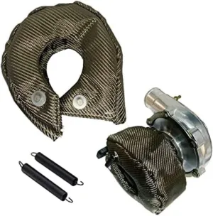 T3 Titanium Fiber Turbo Cover Heat Cover Turbo Blanket Turbo Cover for T25 T28 GT25 GT28 GT30 GT32 GT35 CT26 Turbine Housing with Locking Springs (Titanium, T3)
