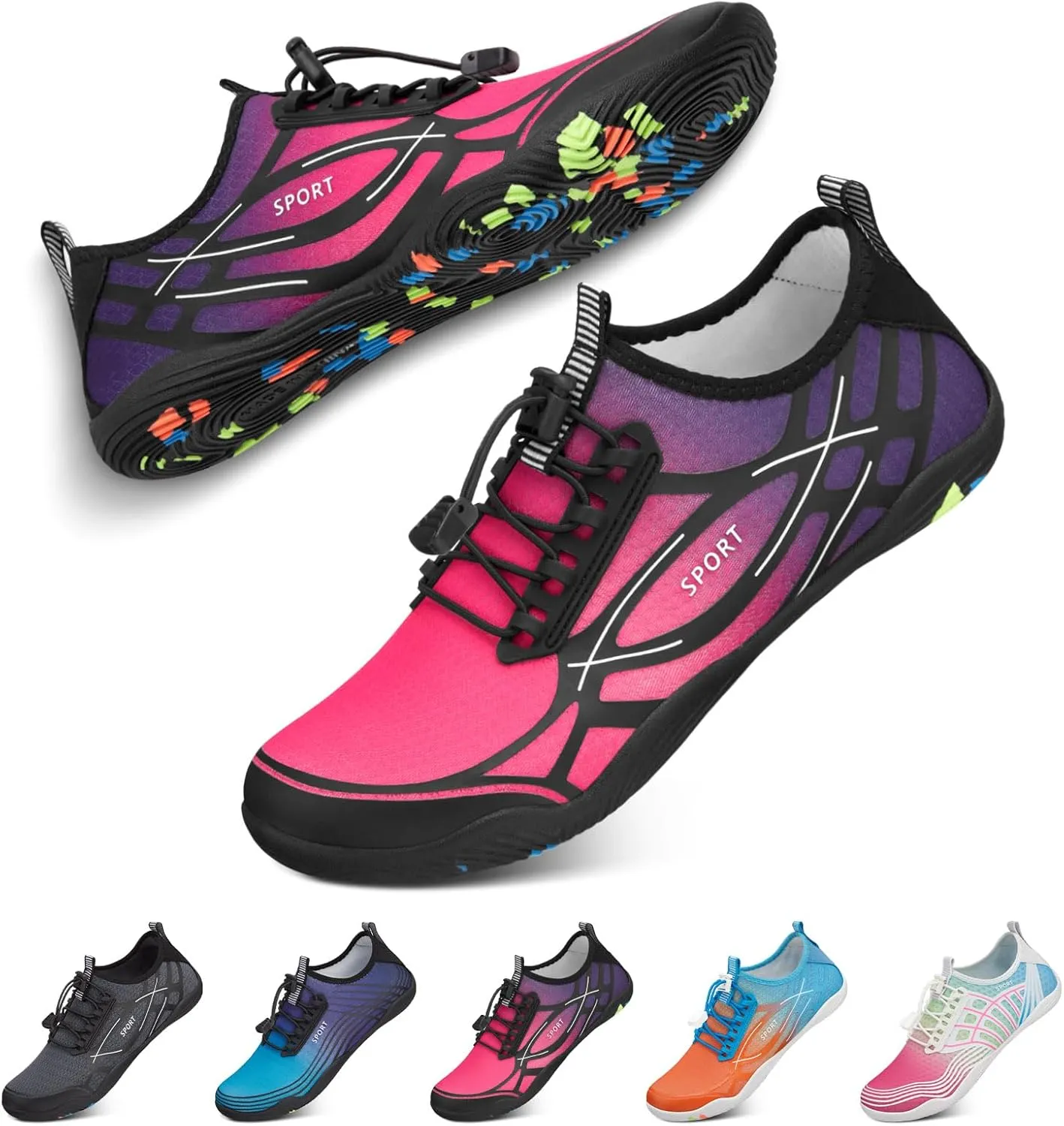 Tanamo Water Shoes for Women Men Quick Dry Swim Beach Barefoot River Aqua Shoes for Hiking Boating Camping Grounding Surfing