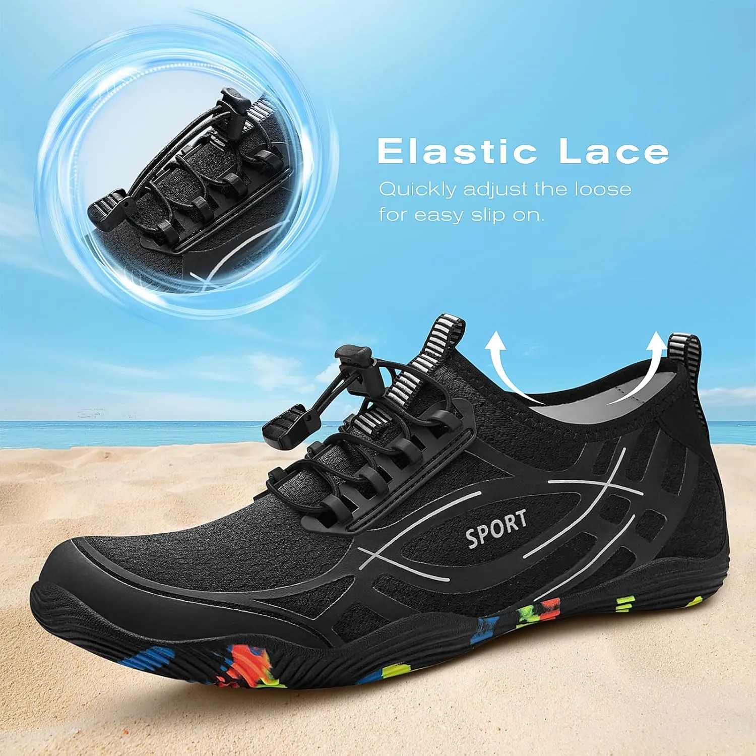 Tanamo Water Shoes for Women Men Quick Dry Swim Beach Barefoot River Aqua Shoes for Hiking Boating Camping Grounding Surfing