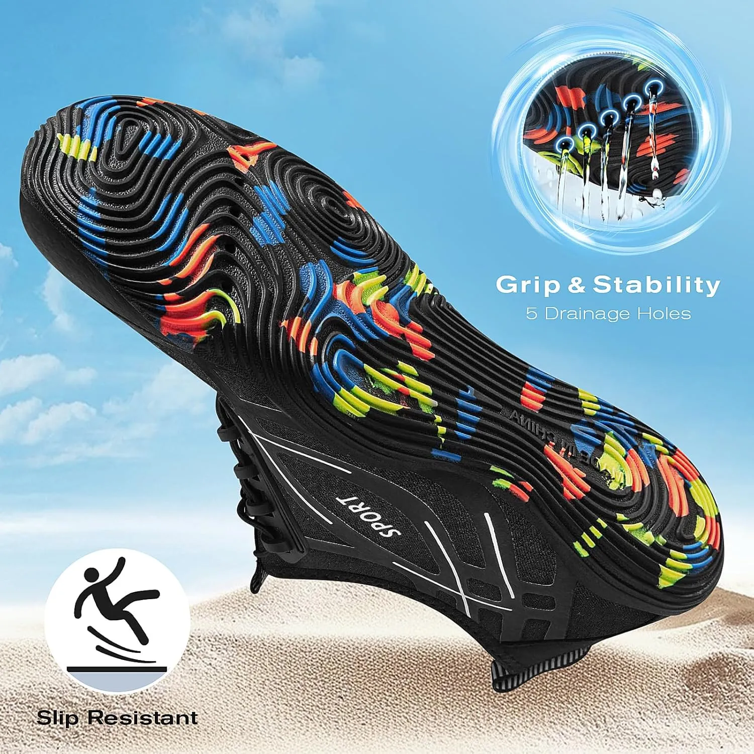 Tanamo Water Shoes for Women Men Quick Dry Swim Beach Barefoot River Aqua Shoes for Hiking Boating Camping Grounding Surfing