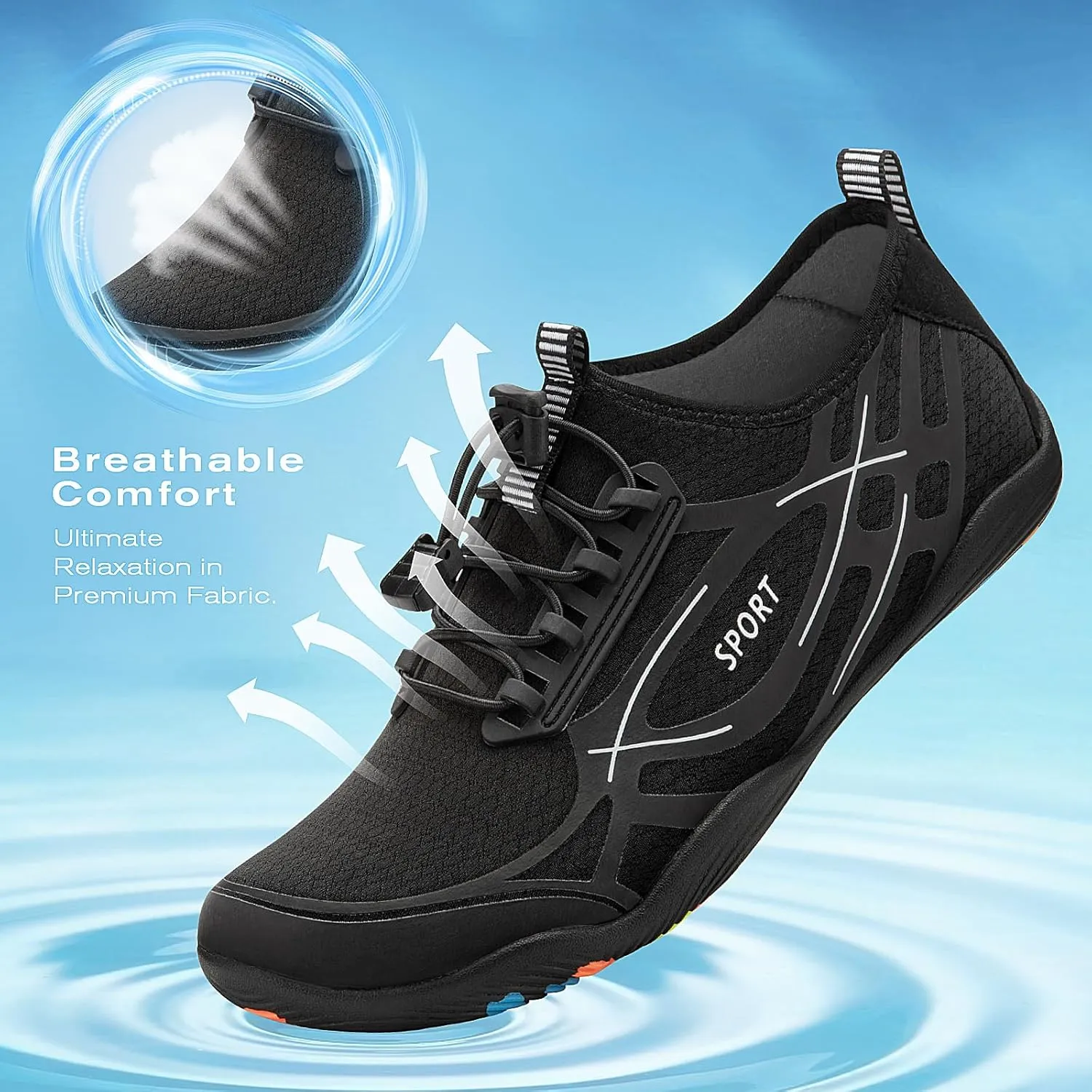 Tanamo Water Shoes for Women Men Quick Dry Swim Beach Barefoot River Aqua Shoes for Hiking Boating Camping Grounding Surfing