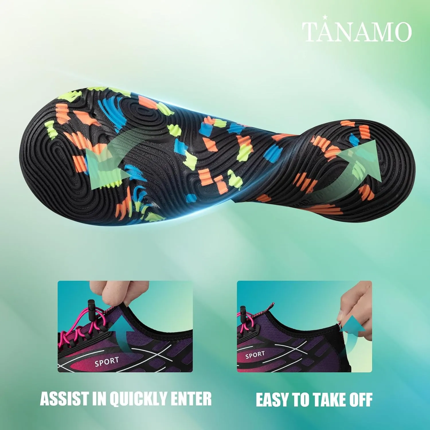 Tanamo Water Shoes for Women Men Quick Dry Swim Beach Barefoot River Aqua Shoes for Hiking Boating Camping Grounding Surfing