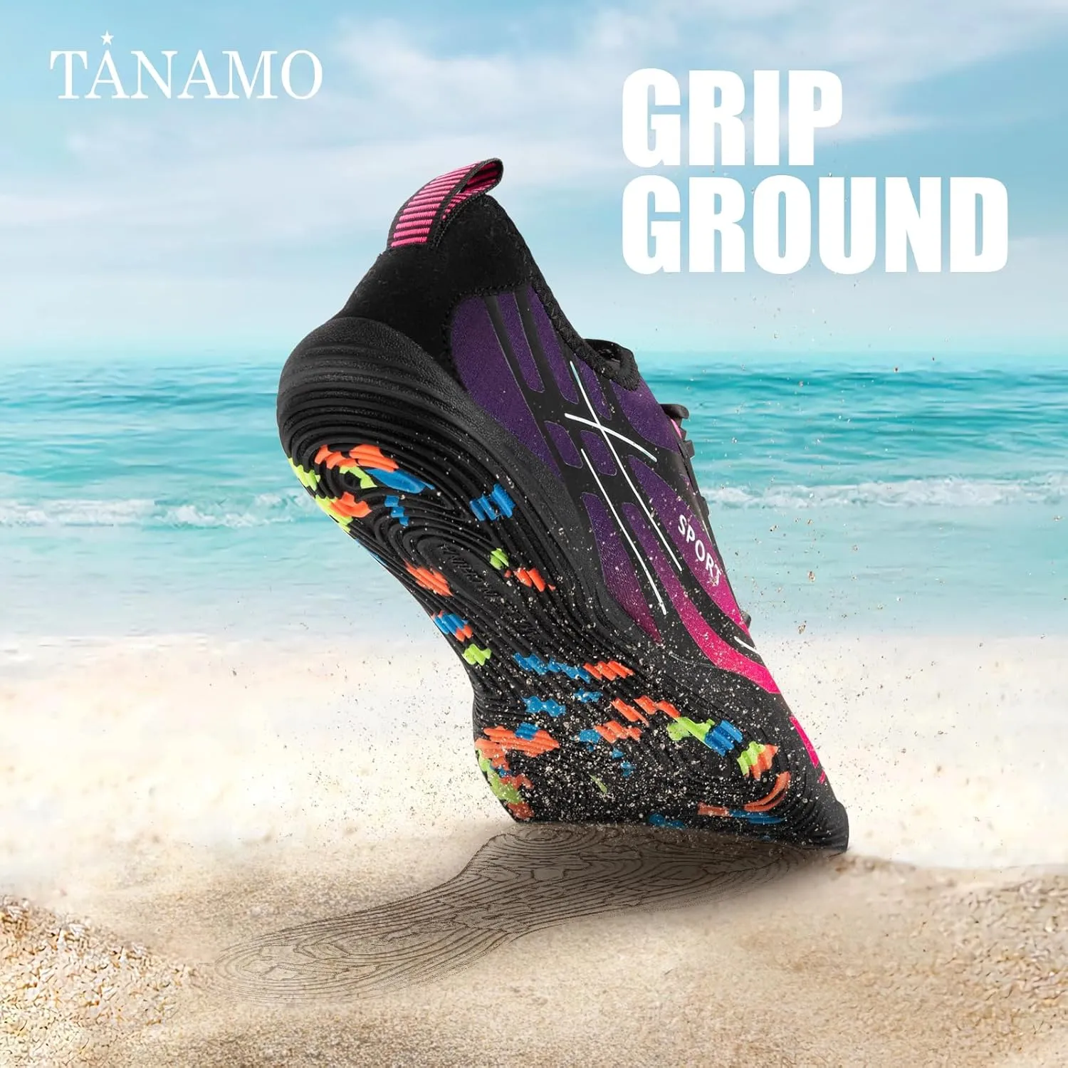 Tanamo Water Shoes for Women Men Quick Dry Swim Beach Barefoot River Aqua Shoes for Hiking Boating Camping Grounding Surfing